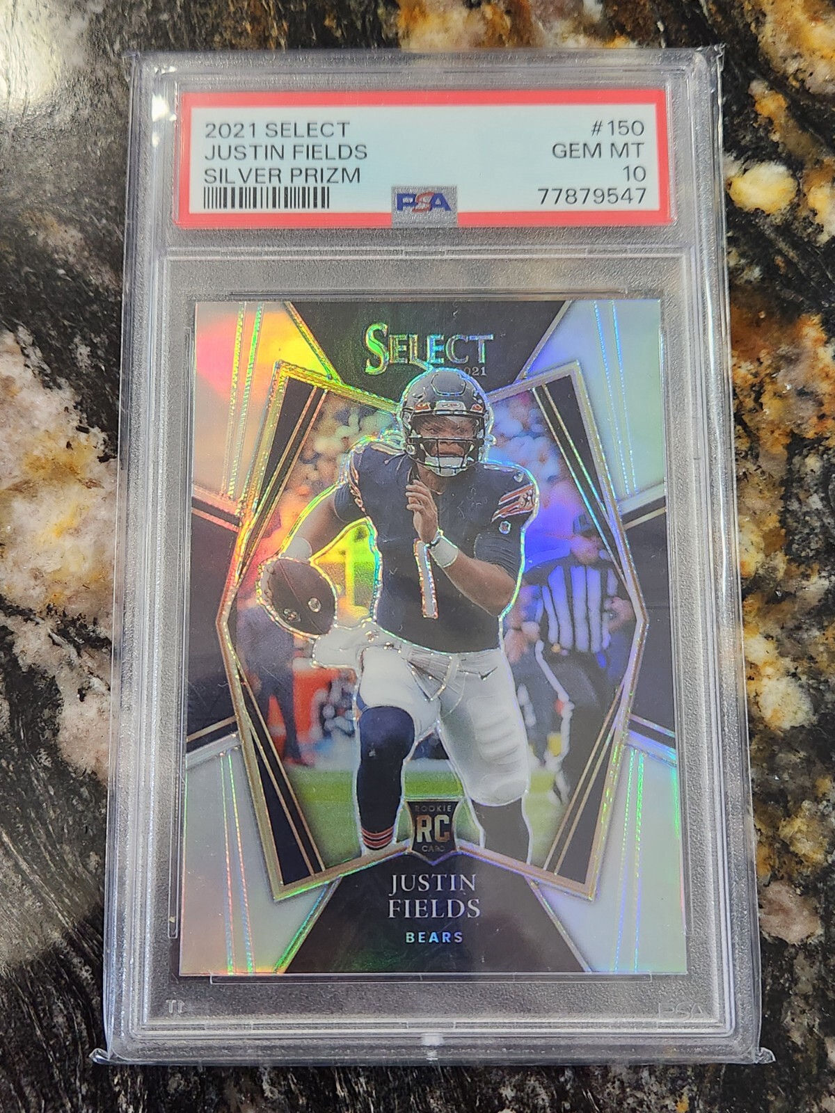 2021 Justin Fields RC #150 Select Premier Level Silver Prizm Psa 10 Gem Mint!