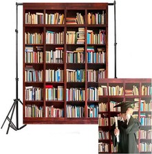 3x5ft Bookshelf Background Bookcase Photography Backdrop for Video Recording ...