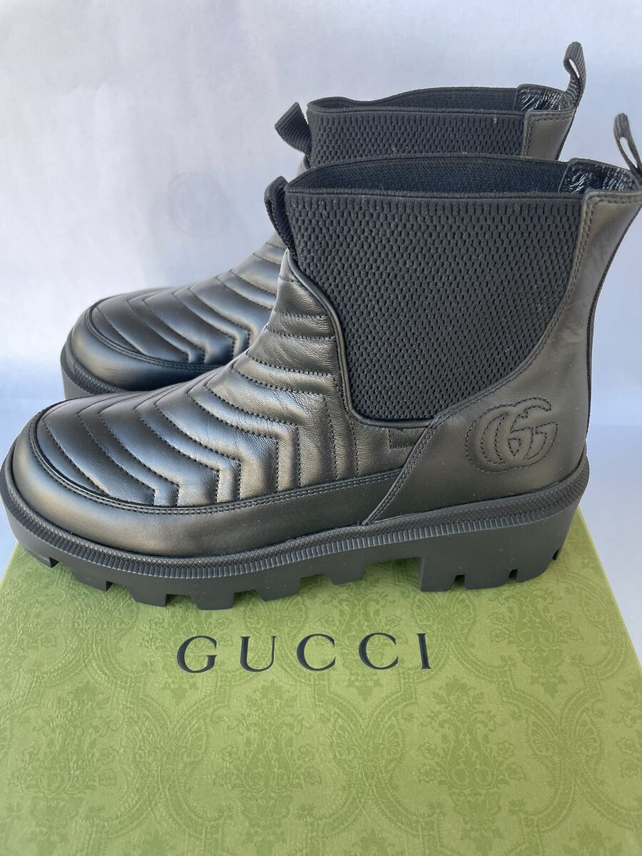 GUCCI Quilted Black Matelassé GG Chelsea Boot 643958 size 38 GUCCI Quilted Black Matelassé GG Chelsea Boot 643958 size 38