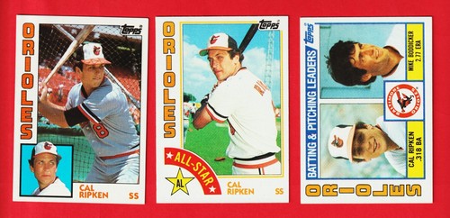 3 - 1984 Topps Cal Ripken Jr #400 #426 #490 All-Star Batting Leaders Orioles