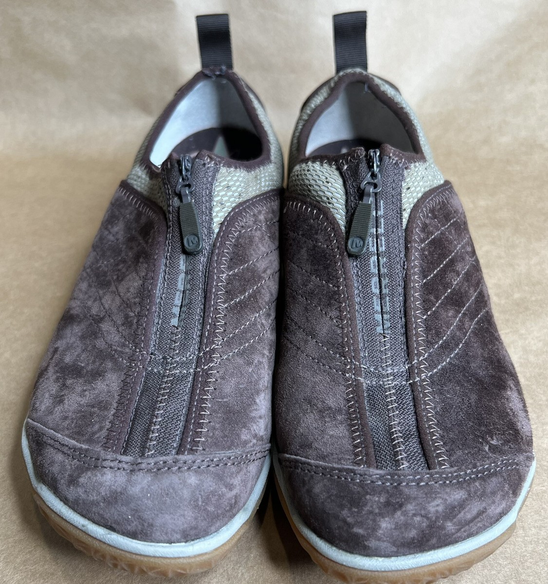 Merrell Womens Sz Lorelei Leather Front Zip Shoes Espresso