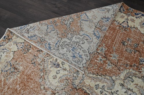 Oushak Turkish Vintage Rug 5x8 Kilim Rug Anatolian Handmade Boho Decor ORANGE - Picture 7 of 10