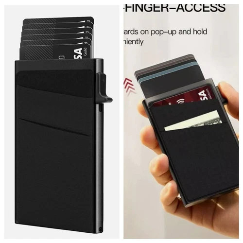 Minimalist Slim RFID Blocking Wallet Pop Up Card Holder Wallet for Men Women
