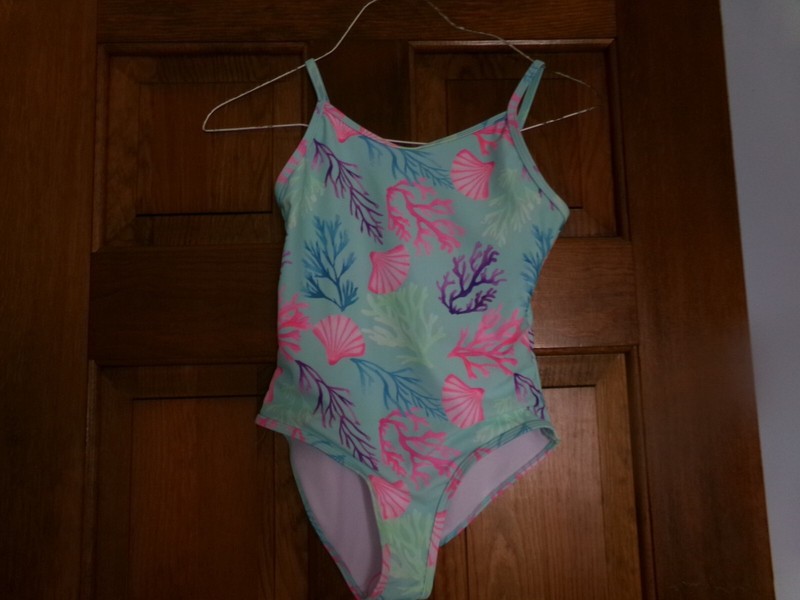 NEW Girls' bmagical Pastel Multi-Colored Swim Suit with Shells & Coral, Size 7