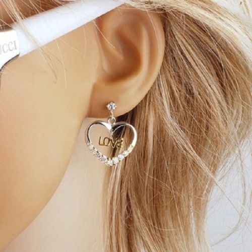 Special Love in Heart 18K Gold Plated Zircons Earrings ! Gift Jewelry and Love - Bild 1 von 1