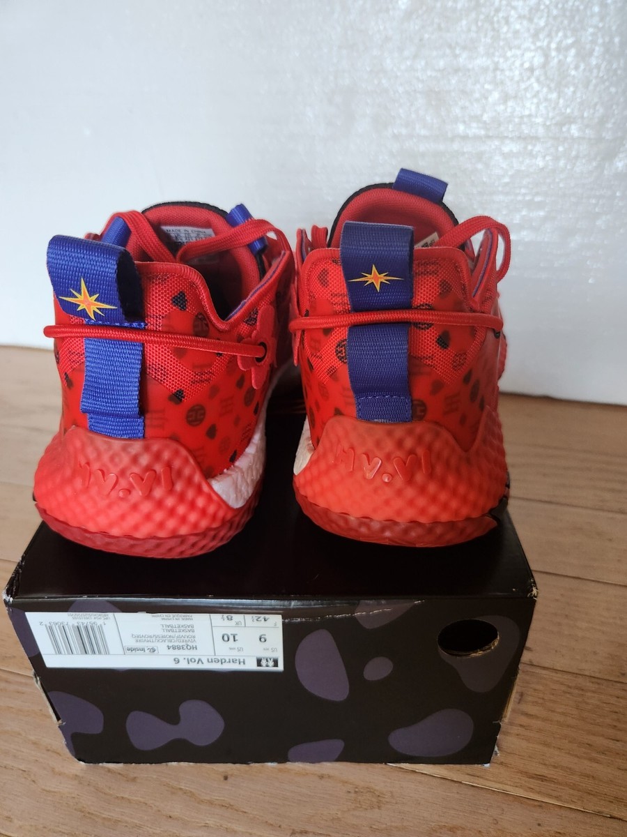 New* Adidas Harden Vol. 6 James Size 9 Red Black White HQ3884 Las