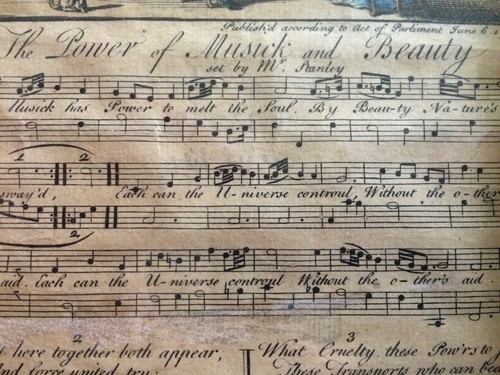 RARE Sheet Music M.R. Stanley "The Pwr Musick & Beauty" Dated 1743 Art - Picture 8 of 9
