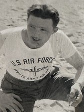 WWII Vtg Handsome Man USAF Pyote U.S. Air Force Base at Beach Photo Gay Interest