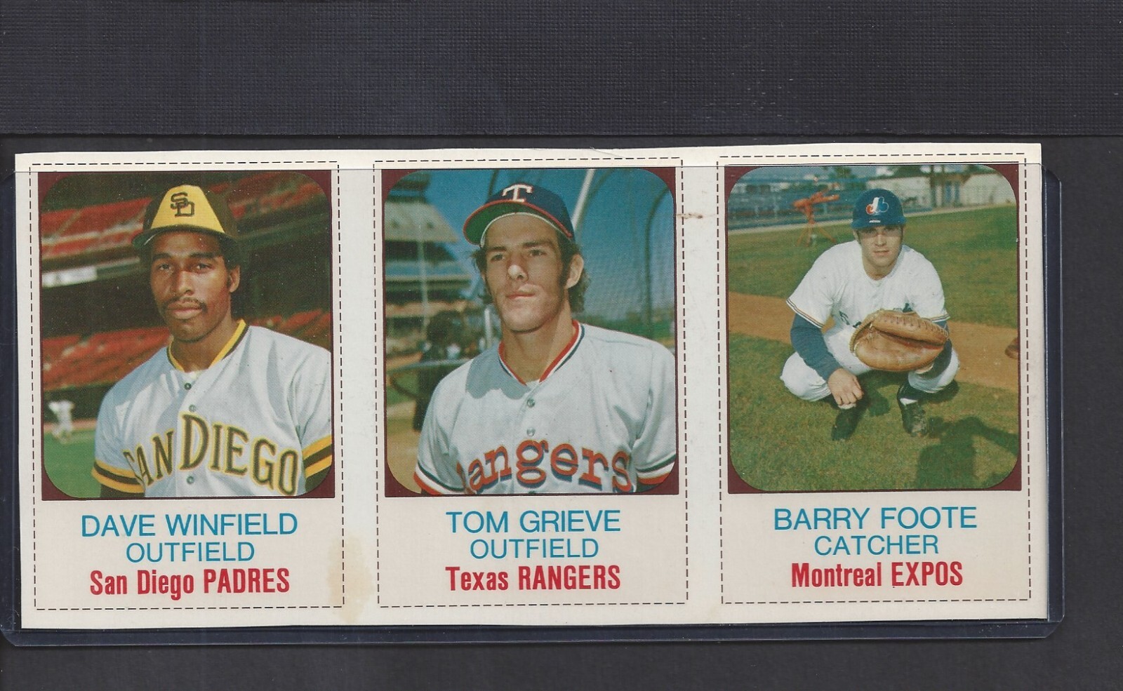 1975 HOSTESS PANEL #37/38/39--DAVE WINFIELD, TOM GRIEVE, BARRY FOOTE-EX/MT/NR/MT
