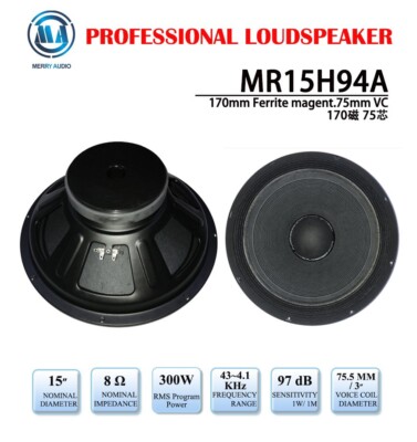 Merry Audio hochwertiger 15'' Zoll 300 Watt RMS 8 OHM PA Full Range Lautsprecher
