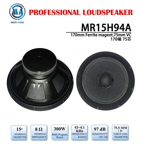 Merry Audio High Quality 15" inch 300 Watts RMS 8 OHMS PA Full Range Loudspeaker - Picture 1 of 12