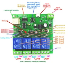 NEW DC5-32V 4 Channel WiFi Wireless Delay Relay Switch Remote Control Smart APP-