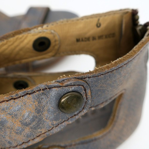 Bed Stu Soto Gray Lux Rustic Open Toe Leather Sandals $175 Back Zip Women's 6M - 第 3/6 張圖片