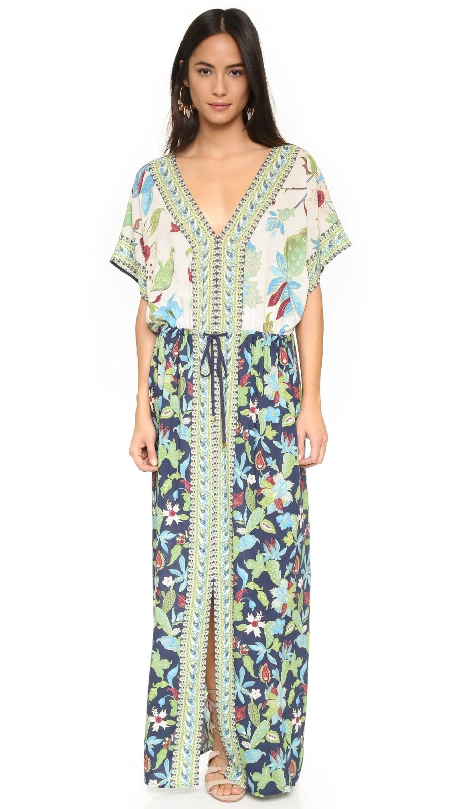 Abito Tory Burch Wisteria Rayon Coverup Caftano Maxi XS S