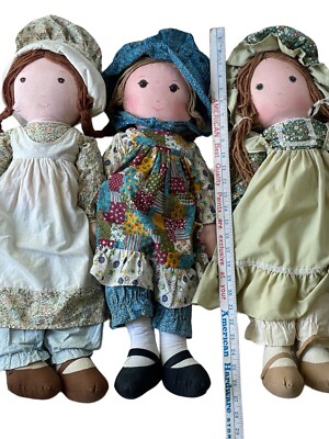 昭和レトロ　未使用カーテン　ホリーホビー　HOLLY HOBBIE 貴重 Holly Hobbie Vintage Dolls Set Of 3 Holly-Heather-Amy 26 inches