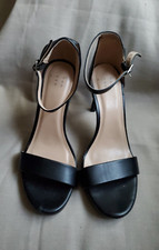 A New Day Black Faux Leather Ankle Strap Heels Women's Sz 9 