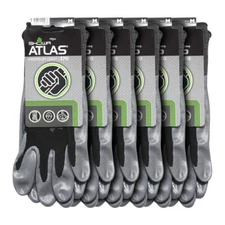 6 Pairs Black Atlas Showa 370 Nitrile Glove Garden Work Paint Landscaping