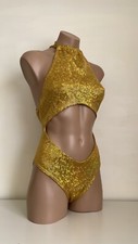 Schminke bodysuit monokini pole dance wear shattered glass hologram halter