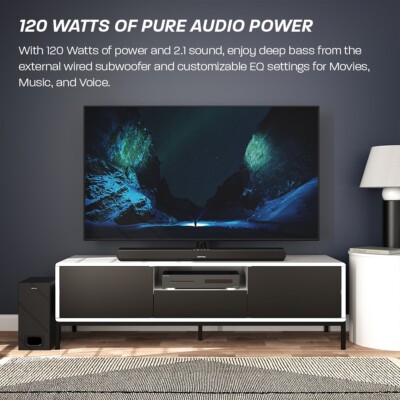 AZATOM Studio Eclipse Soundbar 2.1 With Built-in Subwoofer, Surround Sound, 180W Stream Wireless Bluetooth 50 Large Remote Controloptical~p44791365 - View #5