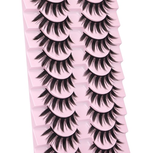 False Eyelashes 10 Pairs Manga Style 16mm Spiky Faux Mink Cosplay - 第 7/7 張圖片