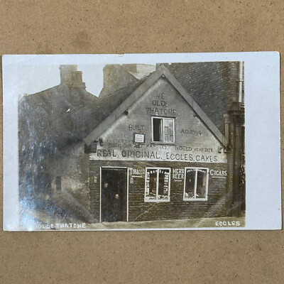 Ye Olde Thatche Real Eccles Cakes Shoppe Lancashire UK RPPC Postcard c1900s