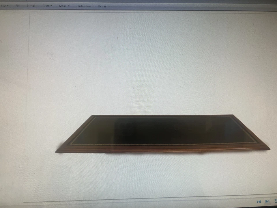 Escritorio antiguo John Widdicomb Company Partner, todo de madera, tapa con incrustaciones de cuero. Foto 4 de 4