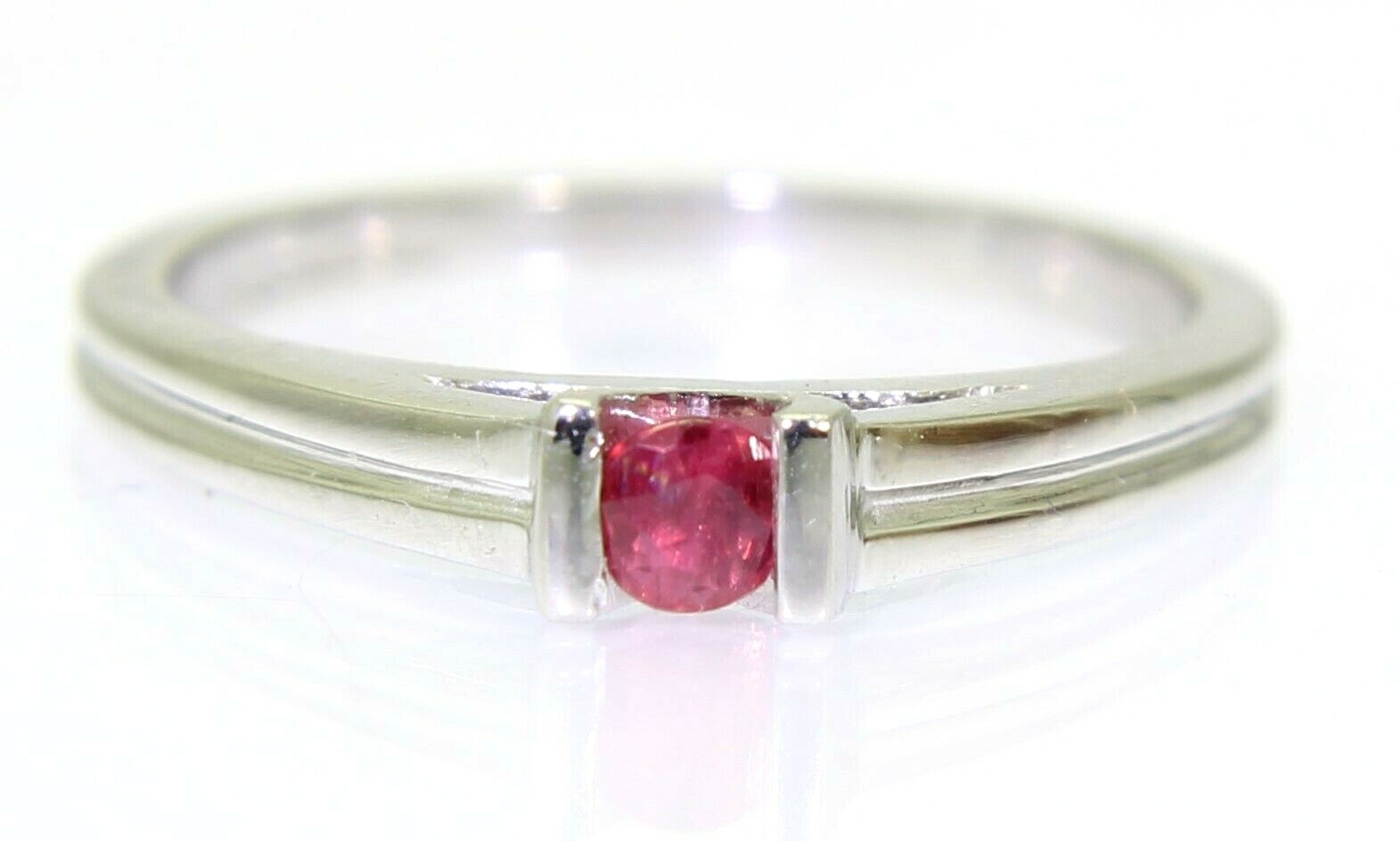 Pretty Ruby Solitaire 18ct White Gold ring J 1/2 … - image 10