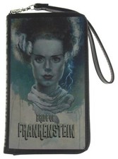 Bride of Frankenstein Wallet Color Zip Up Wristlet Gift Purse Book ID Holder