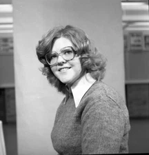 Vintage Negative B&W Med Format 1970's Yearbook Photo Teen Girl Student #171