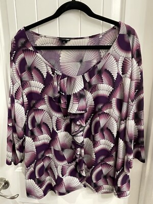 East 5th Plus Size 2X Purple Print Ruffle Top
