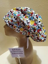 Mickey Friends (packed) Women's  Euro/Chef Surgical Scrub Hat/Cap Handmade