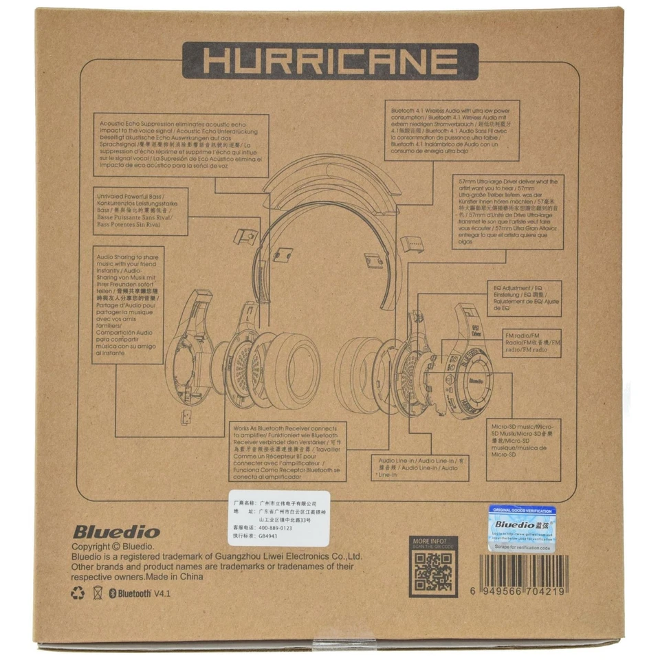 Auriculares estéreo Bluetooth Bluedio Turbine Hurricane H+ (Plus) radio FM incorporados Foto 4 de 4