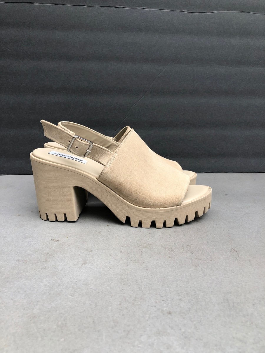 Steve madden カリガン プラットフォーム サンダル Steve Madden Sunnyside beige Suede Chunky Sandals size 10M