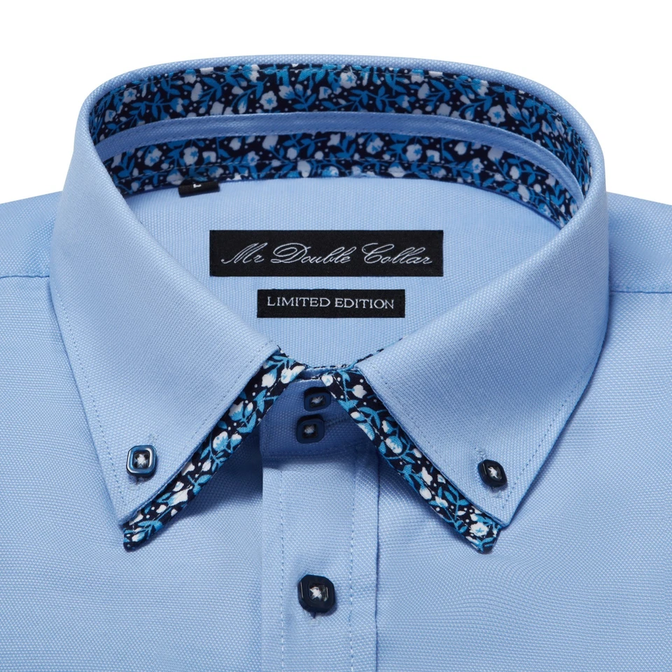 Camicia Formale A Maniche Lunghe Con Collo Doppio Florale Marrone Da Uomo - Immagine 4 di 4