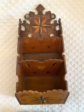 Antique Hand Made Inlaid Folk Art Wall Box or Pocket Sailor Made Compass Rose