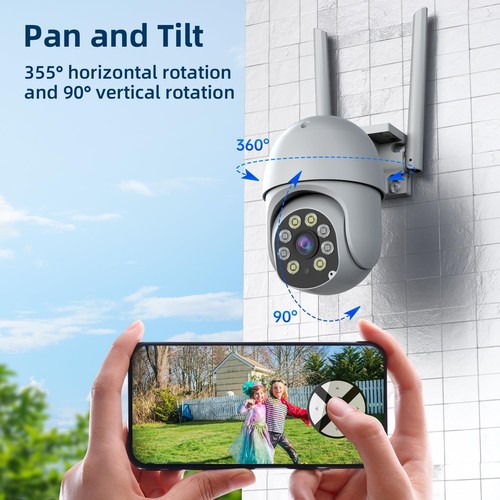 JORTAN Outdoor WiFi CCTV Camera 360° PTZ, Color Night Vision, Floodlight, Audio - Picture 4 of 16