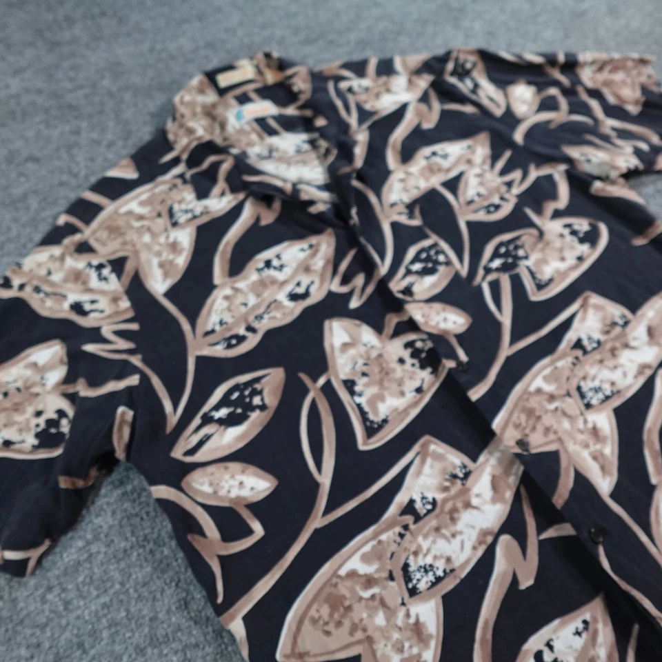 Vintage Islander Shirt Men L Black Hawaiian Camp Button Up Rayon 70s 80s 14525 - Image 2 of 4