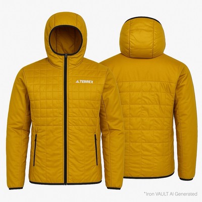 Adidas Terrex Jacket Womens Small Yellow Pertex Hooded Insulated Hiking IB1076
