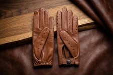 Women's Driving Gloves Cognac Nappa Leather   Handcrafted Italian Luxury