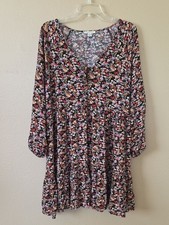 American Eagle Floral Printed Long Sleeve Mini Dress - Size Large