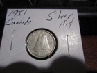 Canada 1951 -  10 Cent Dime Canadian Coin - 80% Silver - ASW 0.06 Oz