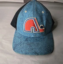 Vintage Quebec Nordiques Hat Old Time Hockey Trucker Cap Blue Flexfit NHL OTH