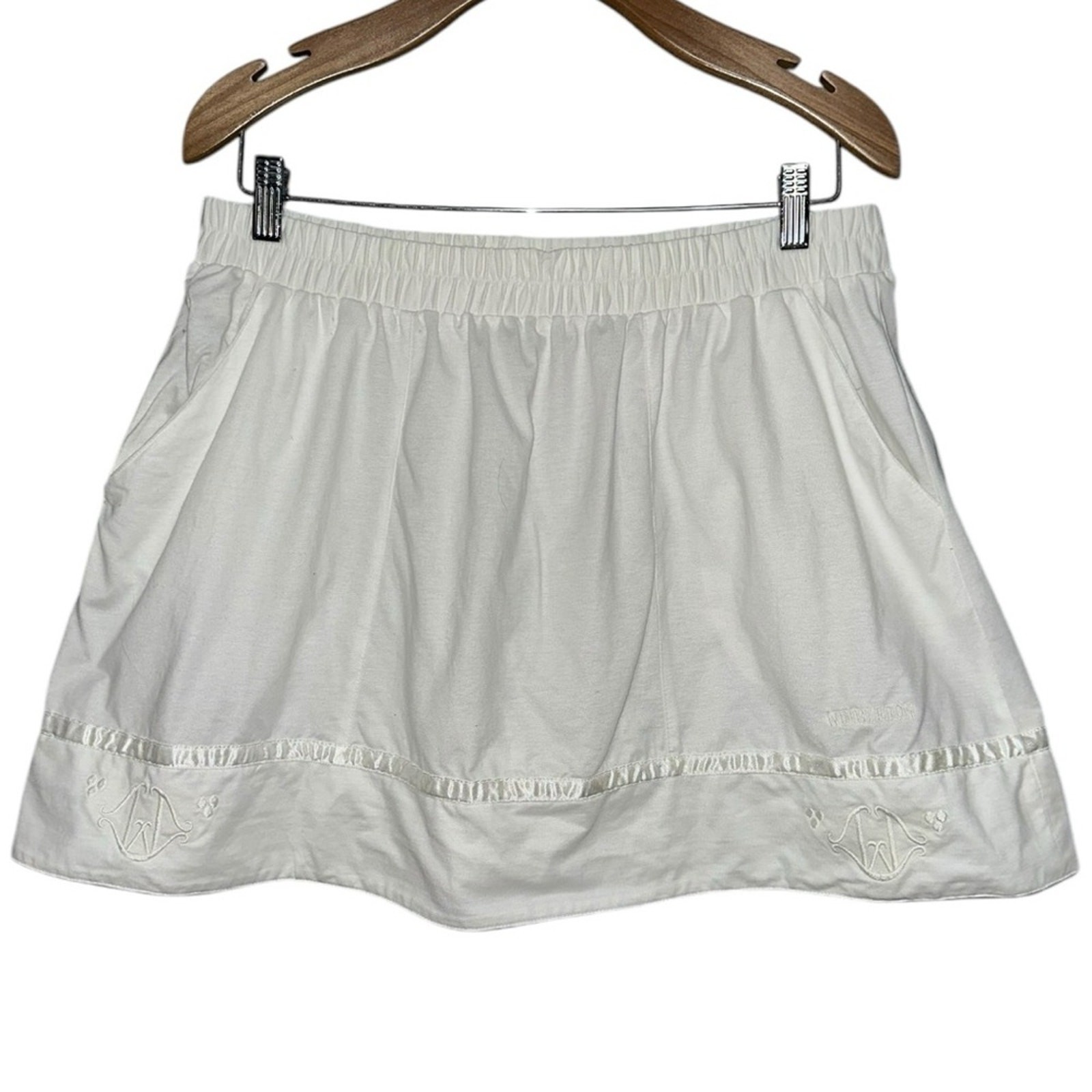 Wimbledon Vintage Womens Size L White Embroidered Tennis Skirt Cotton Blend