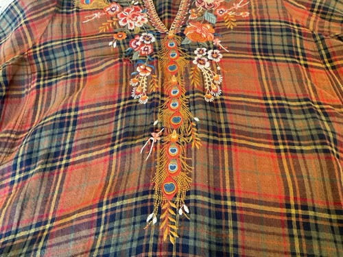 Johnny Was Workshop bestickt Flanell Blumen Tunika Shirt L - Bild 3 von 12
