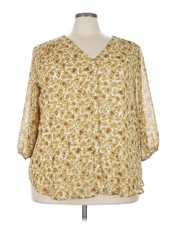 ASTR The Label Women Yellow 3/4 Sleeve Blouse 3X Plus