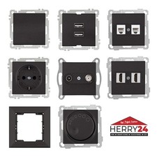 Schalter Steckdosen Taster USB Rahmen Schwarz...