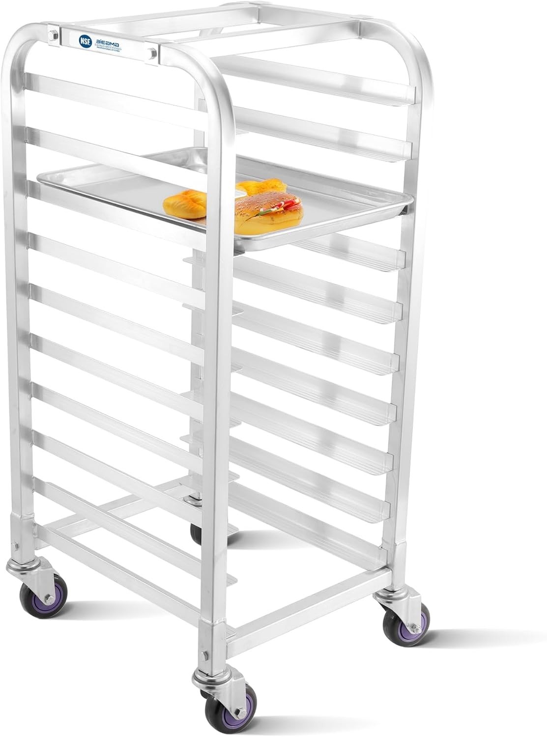 10-Tier Aluminum Bakery Rack with Wheels for 18"x13" Sheet Pans