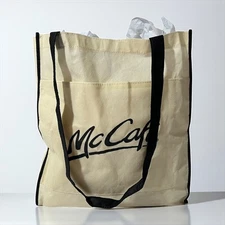 McDonalds McCafe Tote Bag Black Trim Reusable Shopper Beige
