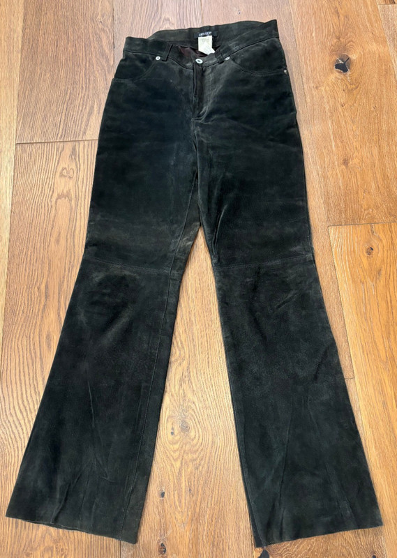 Suede Pant Size 6 Karen Kane Vintage 100% Leather Dark Gray