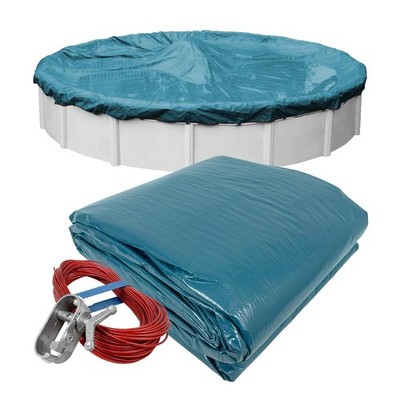 Pool Cover 22 ft Round Extra Heavy Duty Blue Overlap 5818-4-ROB Robelle Winter